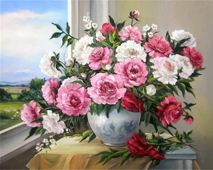 

Diamond embroidery flowers picture pastes round diamond puzzle diy 5d diamond painting cross stitch peony mosaic kits pattern