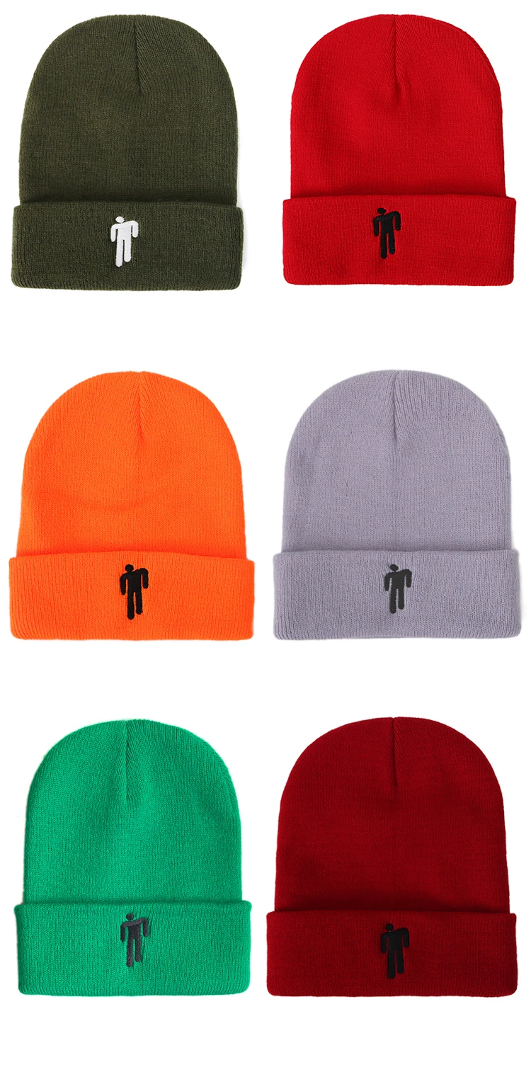 Billie Eilish Beanies, зимние шапки для женщин, для маленького человека, вязаные шапки с вышивкой, Мужская Осенняя шапка, женская шапка в стиле хип-хоп, шапочка