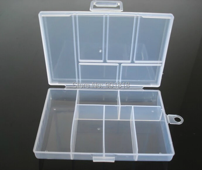 

Plastic 6 SlotsJewelry Boxes White Plastic Tool Box Adjustable Craft Organizer Storage Beads Bracelet Jewelry Boxes F666