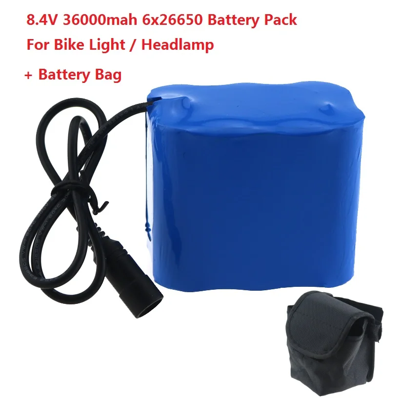 Excellent High Capacity 8.4V 36000mAh 6 x 26650 Rechargeable Battery Pack For LED Bike Light With Magic Bag for led bike lights headlamps 0 Excellent High Capacity 8.4V 36000mAh 6 x 26650 Rechargeable Battery Pack For LED Bike Light With Magic Bag for led bike lights headlamps 0