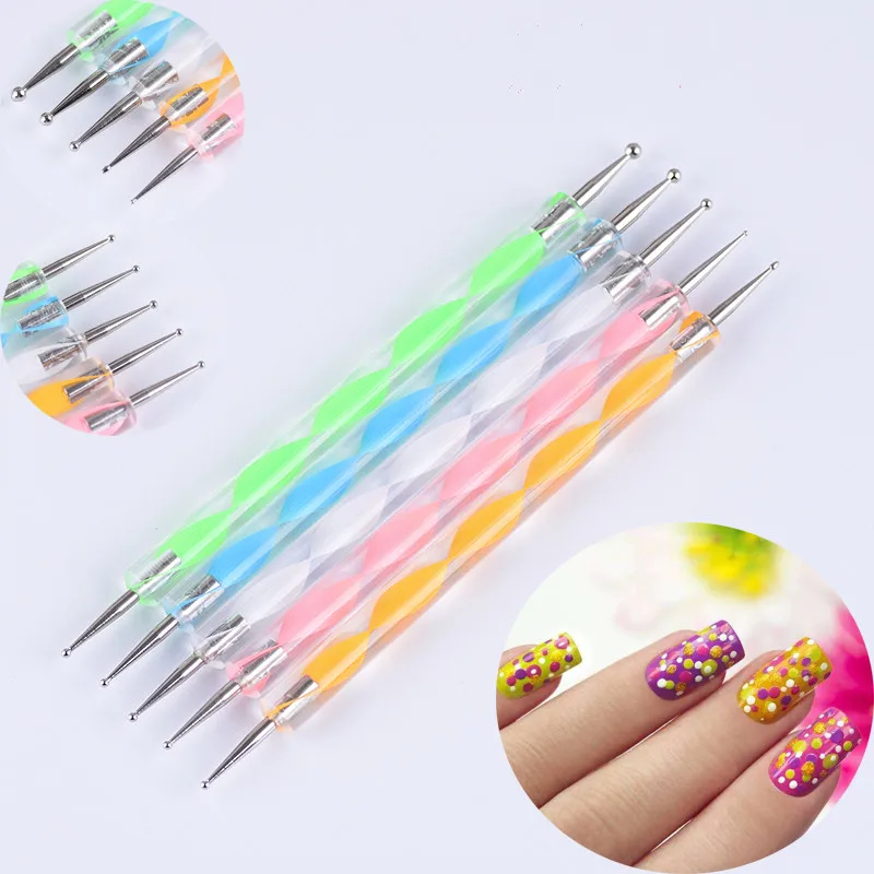 

5pcs/set Nail Art Tool Dual-ended Pencil For Rhinestones Manicure Acrylic Dotting Marbleizing Painting Pen Tool Nail Art