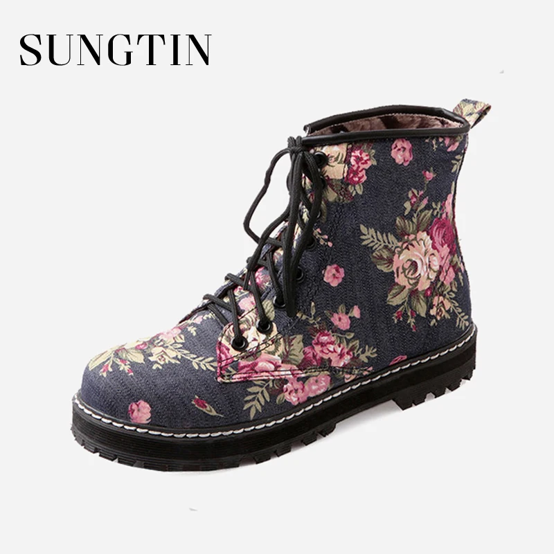flat ladies lace up boots