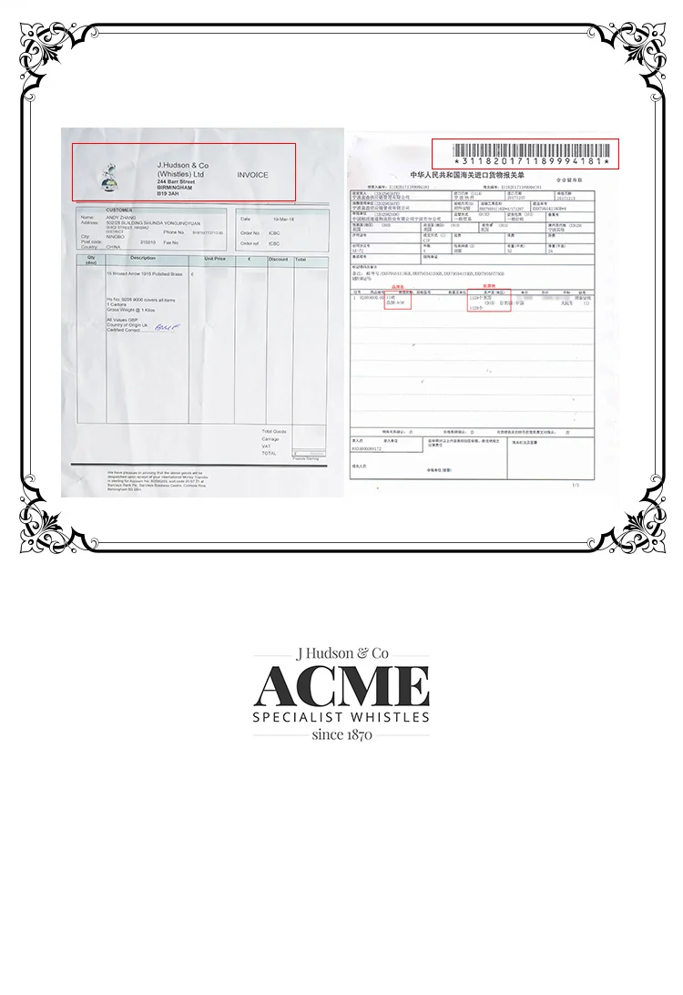 ACME Metropolitan15 высококлассный ограниченный полицейский свисток открытый специальный свисток для выживания твердый полированный латунный