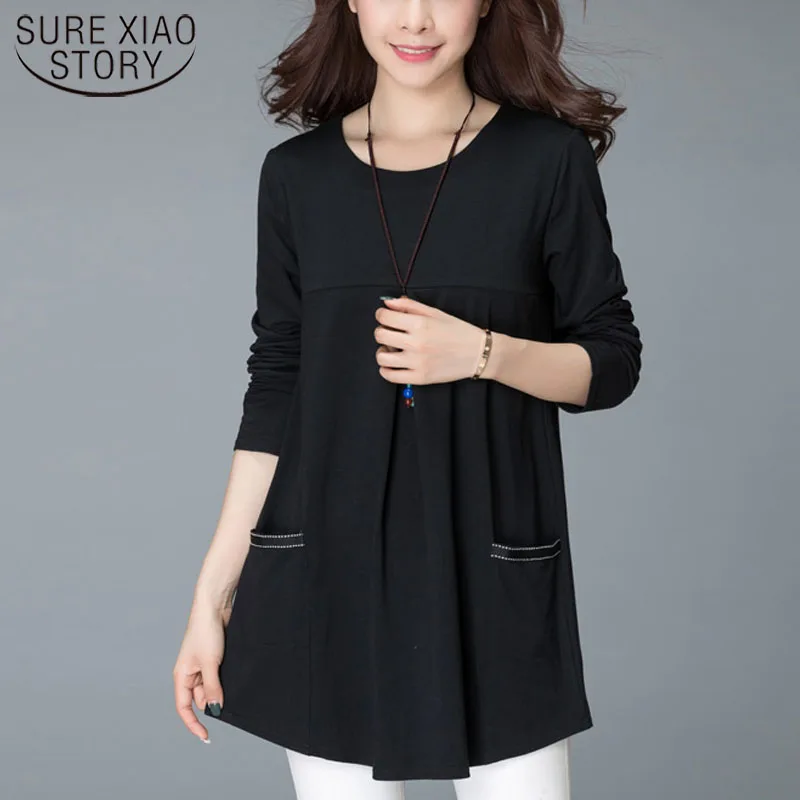 

Solid women shirts plus size women Pockets O-Neck Women blouse tops harajuku women shirts off shoulder top ladies tops 3215 50