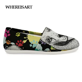 

WHEREISART Canvas Shoes For Men Hound Leisure Shoes Flats Male Casual Walking Men Lazy Shoes Dog Animals Print Sneaker Teen Boys