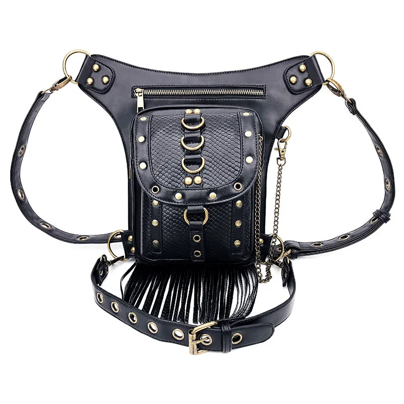 

Steampunk Waist Bags Gothic Handbag Shoulder Bag Vintage Retro Rock Women Street Style Mini Motorcycle Leg Bag