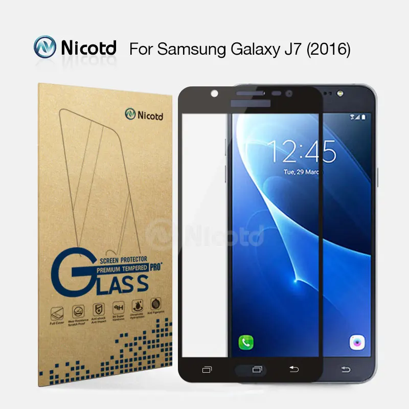 Закаленное стекло Nicotd с полным покрытием для Samsung Galaxy J7 2016 J710F J710FN J710M J710MN J7108 5
