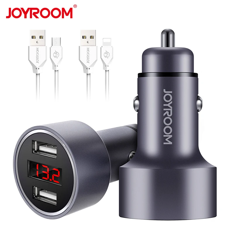 Joyroom Car Charger with USB Cable for iPhone iPad Micro USB Cable 2