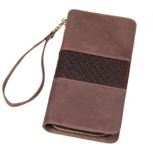 Отличный мужской коричневый кошелек сумочка-клатч из натуральной кожи в складку, Чековая книжка 8070R