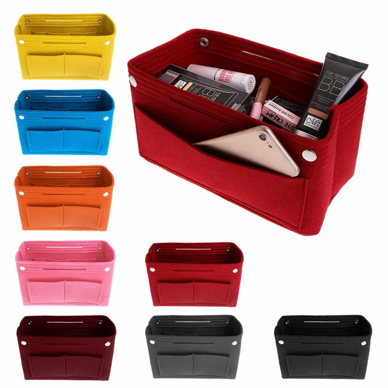 

Organizer Insert Bag Women Felt Fabric Travel Insert Handbag Purse Two Size Liner Lady Makeup Cosmetic Bag Cheap Female Tote