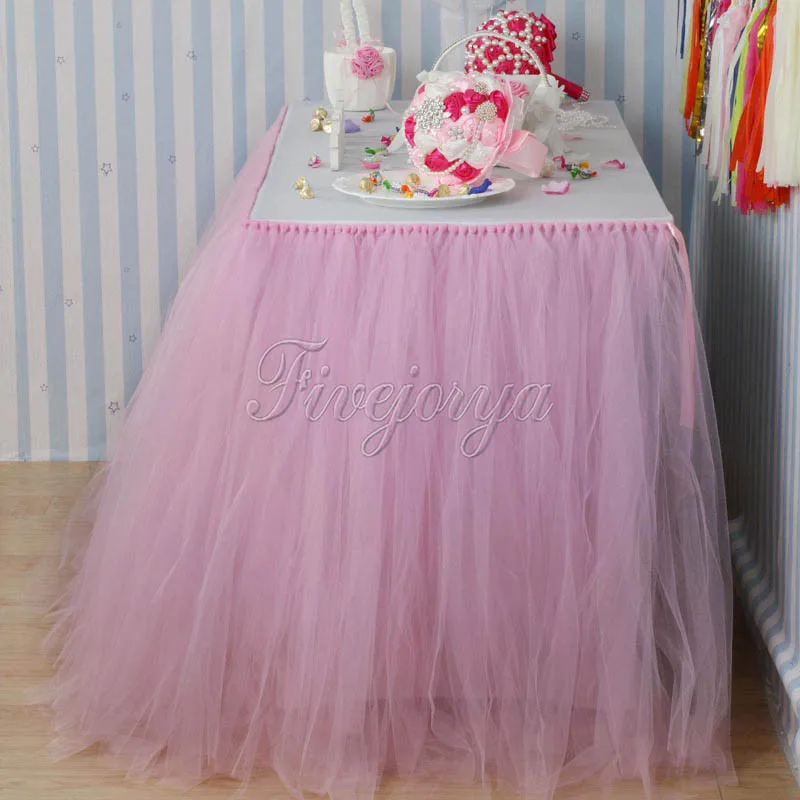 Розовая Тюлевая юбка-пачка для стола, домашняя текстильная Свадебная юбка для стола, Размеры s 100 см x 80 см, вечерние украшения для детского душа