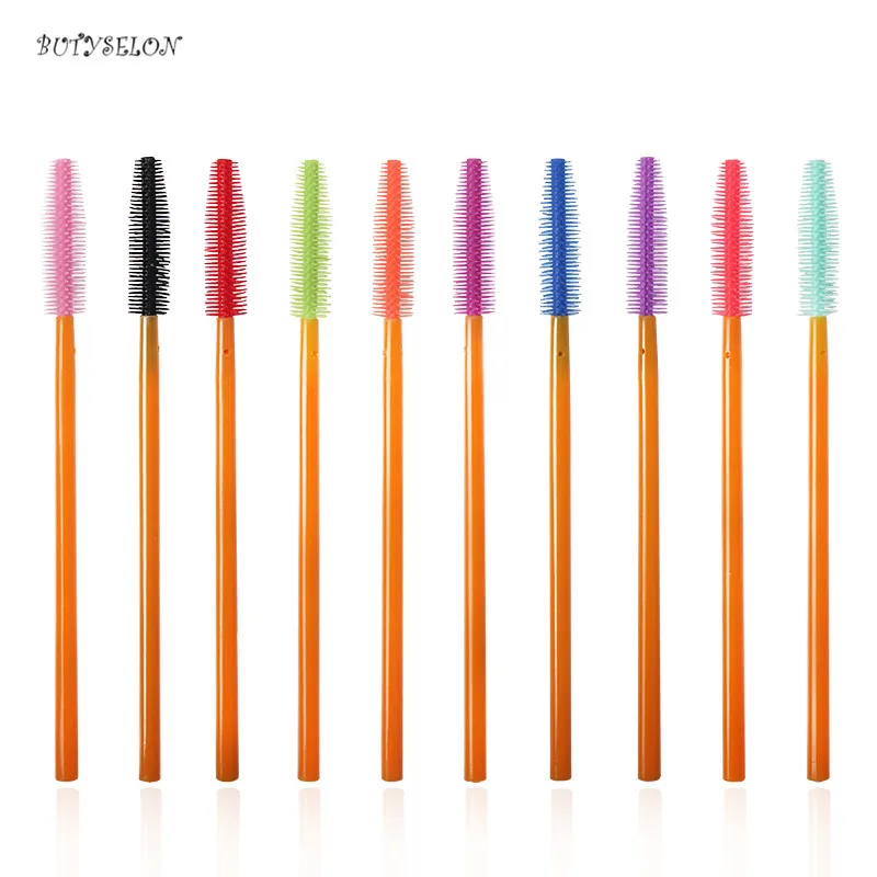 

100Pcs Colorful Disposable Makeup Silicone Brushes Eyelash Extension Mascara Wands Applicator Makeup Tools Brushes