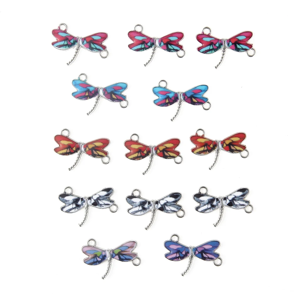 

Mixed Color Enamel Drop Oil Dragonfly Connector Charms Jewelry Making Bracelet Necklace Accessories For Women Men 10pcs