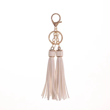 

12pcs/dozen Whole Sale Leather Tassels Key Chain With Two Tassels For WomenCar Keychain Bag Key Ring Jewelry EH820C