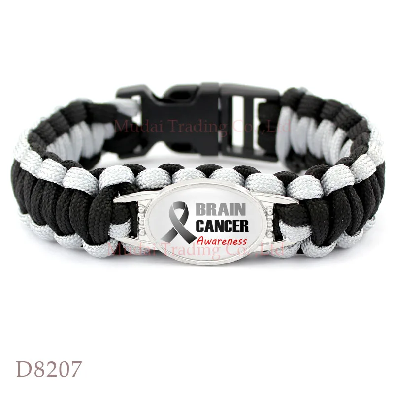 Custom Brain Cancer Awareness Ribbon Paracord Support Survival
