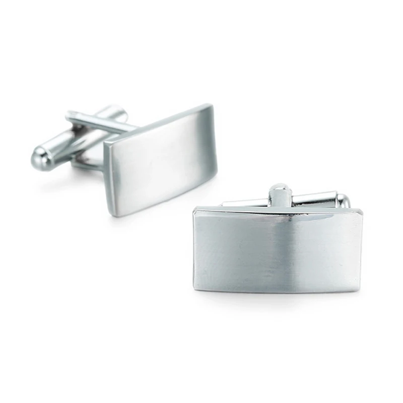 Dy New High Quality Men's French Cufflinks Minimalist Style Rectangular Silvery Light Frosted