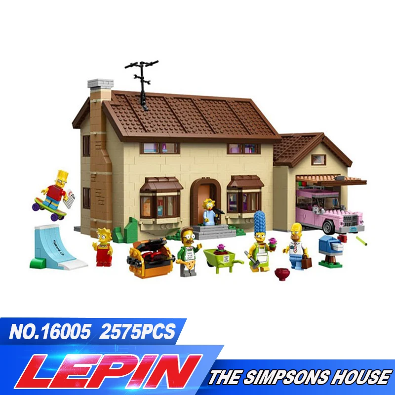 

Legoed movie New LEPIN movie 16005 2575Pcs the Simpsons House Model kits Building Block Bricks Compatible Legoing 71006 Boy gift