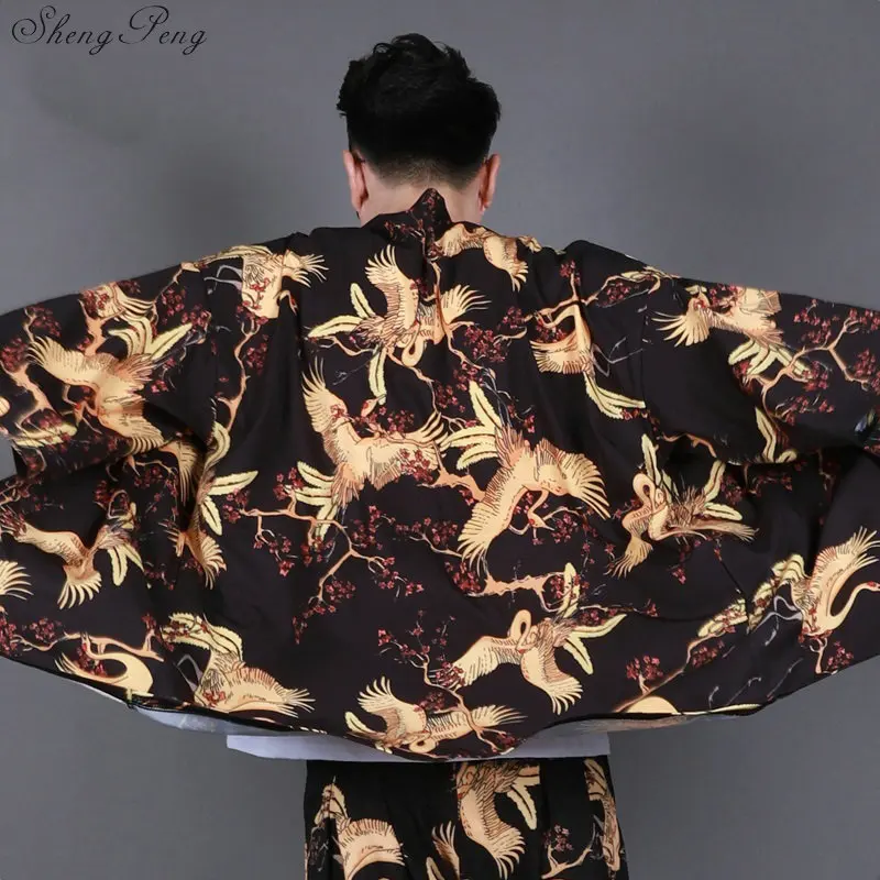 Японские кимоно для мужчин кардиган рубашка блузка юката мужчин haori obi одежда самураев Косплей мужское кимоно Япония G076