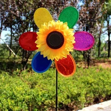 DIY Красочные Блестки ветряная мельница в виде подсолнечника игрушка Забавная детская игрушка для улицы садовый Декор подарок для детей