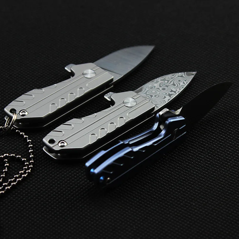 Mini EDC карманный нож D2 или дамасский TC4 Титан сплав ручка складной мини брелок на