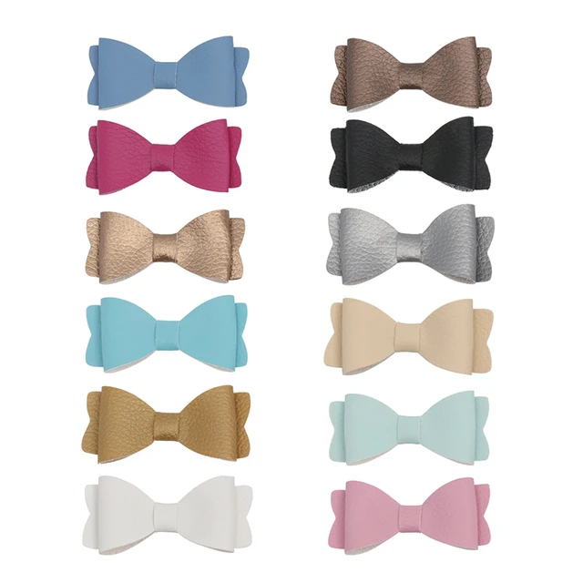 Special Offers 12pcs/lot Colorful Baby PU Leather Hair Bow Baby Bows Hair Barrette DIY Handmade Baby Hair Clips Fashion DIY Hair Accessory