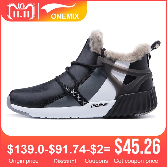 Onemix men's trekking shoes anti slip walking shoes mountain shoes comfortable warm outdoor sneakers for men walking trekking