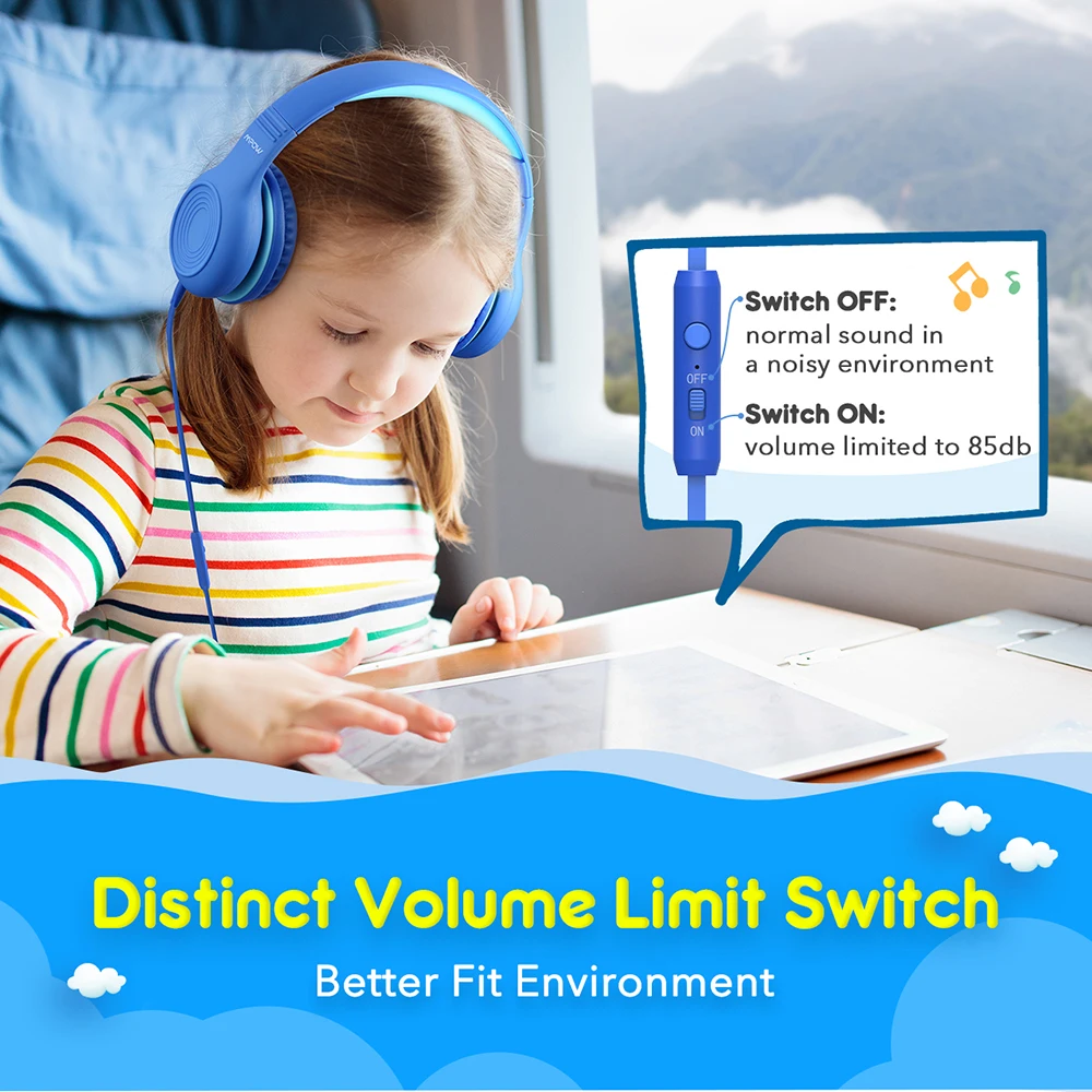 Mpow CH6 Wired Kids Headphones Foldable Adjustable Wired Headphone With 3 5mm Audio Jack And Microphone For Children For iPod