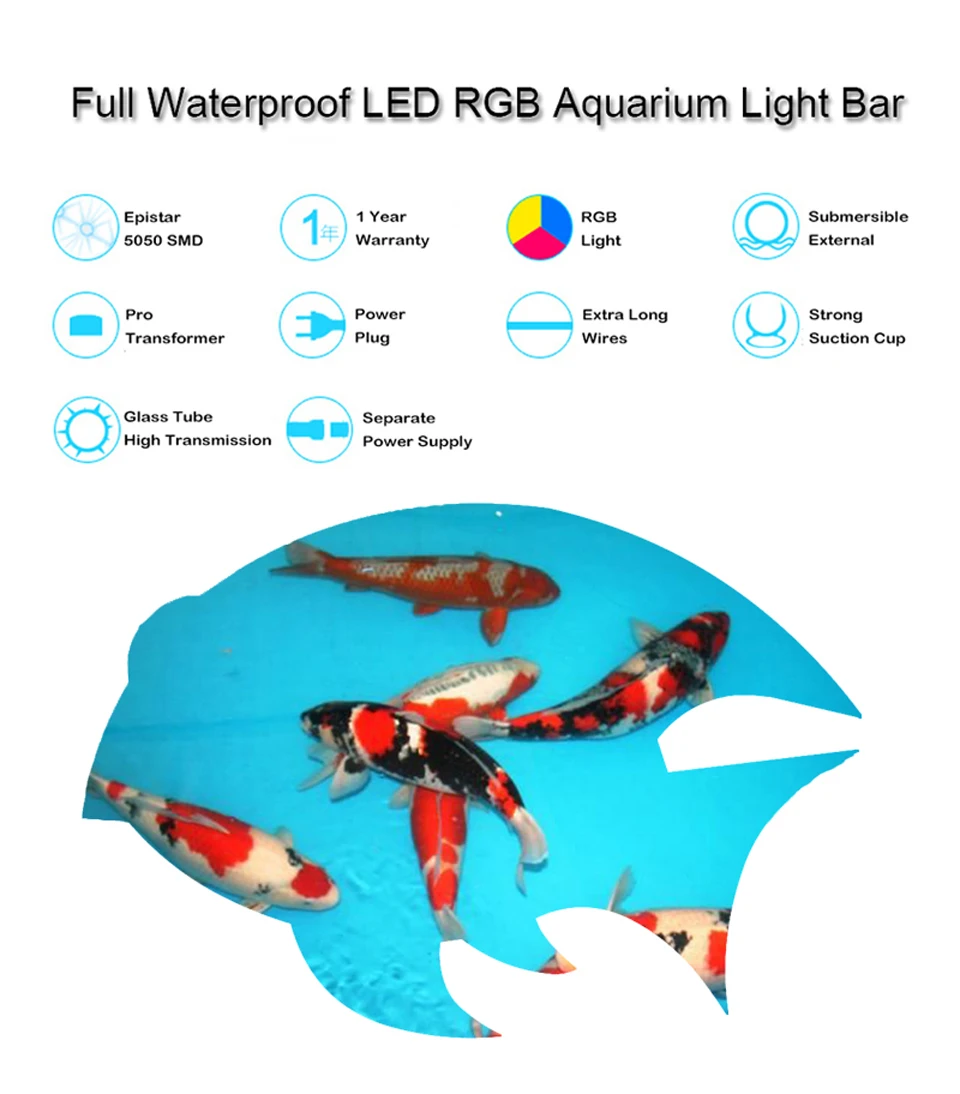 18 см аквариумная лампа для аквариума свет 9 шт. белая/синяя Водонепроницаемая светодиодная шина свет подводный для аквариума лампа Декор акрил