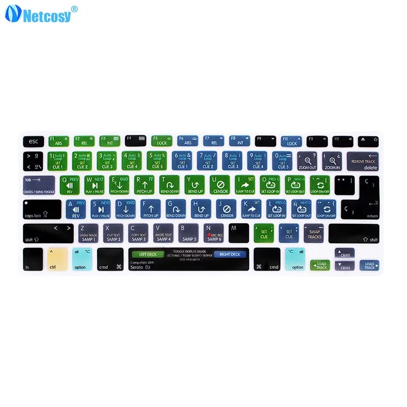 Netcosy испанская клавиатура для Macbook Pro A1278 Air 13 Steinberg Cubase Traktor VIM резиновая крышка - Цвет: Serato DJ