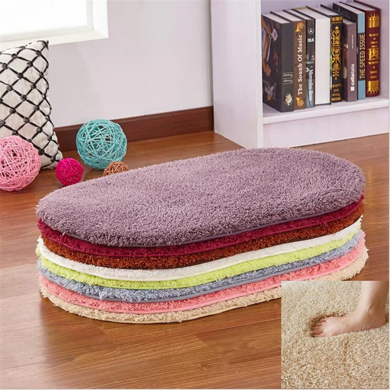 

New Fashion 9color Oval-shaped mats Carpet Fluffy Rugs Simple Anti-Skid Shaggy Area Fluffy Round Home Bedroom Carpet Floor Mat