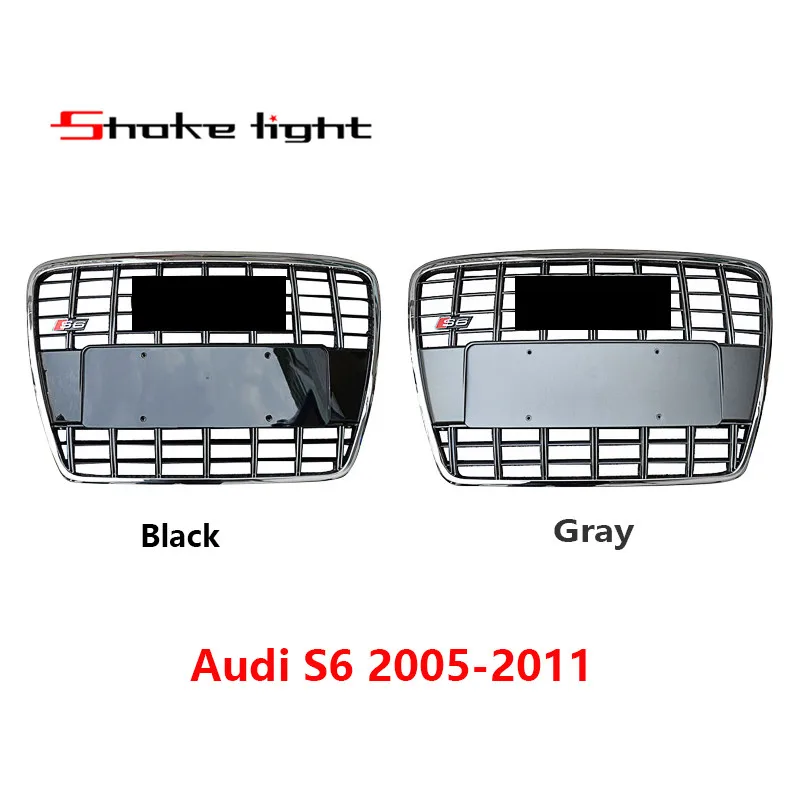 

For Audi A6 Quattro Styling C6 2005-2011 Silver Insert Mesh Grille Auto Grills S6 Style Chrome Front Hood Bumper Grill Grille