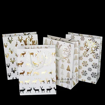 

20pieces Christmas snowflake elk bronzing gift bag upscale gift handheld paper bag candy party return gift bag