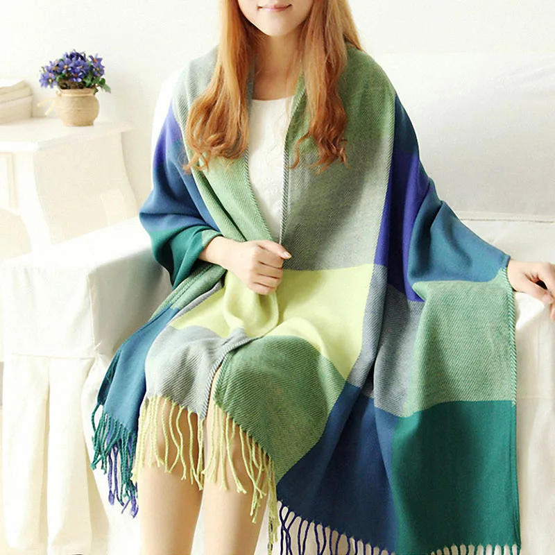 Зимний Шарф Женский Плед Кашемировые Шарфы Женские Длинные Шали и Шарфы Одеяло с Кисточками Накидка Палантин 190*60CM Мягкий и Приятный на ощупь - Цвет: Color 4