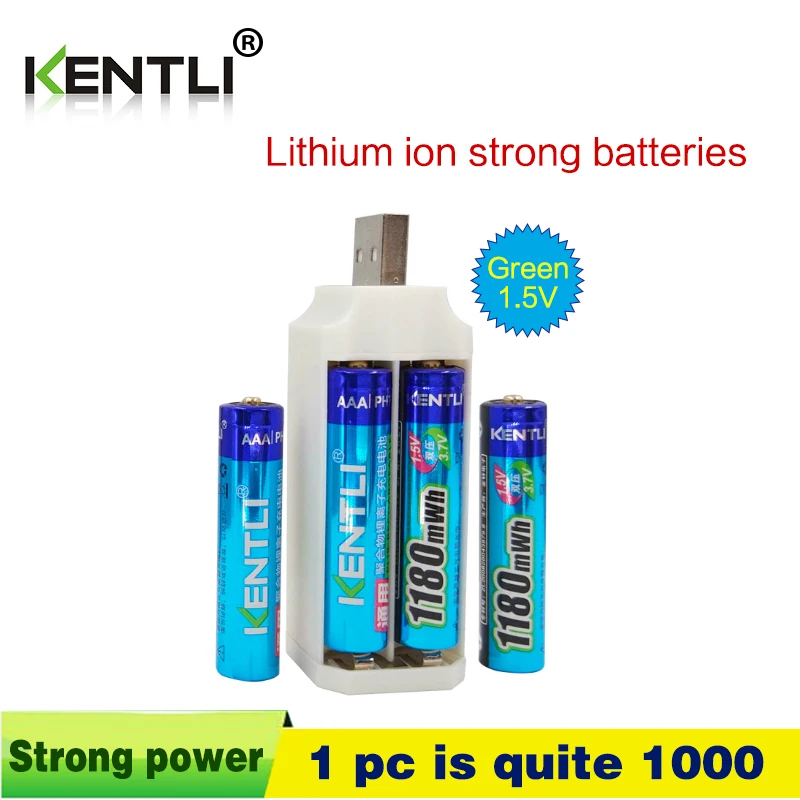 KENTLI 8 шт. 1 5 В 1180mWh aaa r литиевая аккумуляторная батарея + 4 слота зарядное устройство
