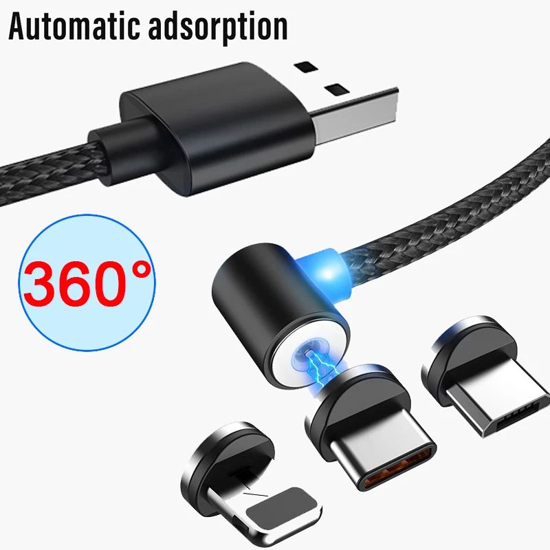 

Magnetic Charger Cable Micro LED USB Type C Lighting Cable 2.1A Fast Charging Charge USBC/Type-C Wire For iPhone Samsung Cable