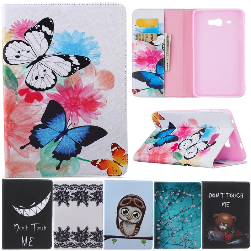 

Butterfly Owl Cartoon PU Leather Flip Stand Cover Cases For Samsung Galaxy Tab J 7.0 T285DY Tablet Cover Case Fundas Coque