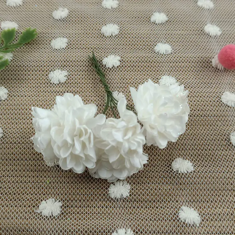Бесплатная доставка 144 шт 4 см Блестящий искусственный Crisantemo проверка Mulberry Flores DE