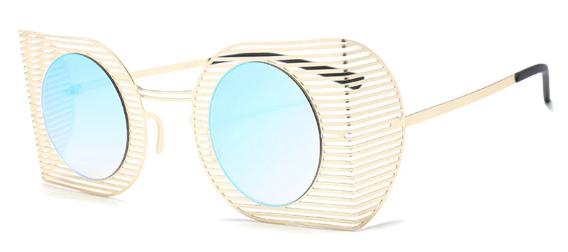 Женские солнцезащитные очки Peekaboo квадратной формы, Круглые,, красные, черные, розовые, металлическая оправа, винтажные женские солнцезащитные очки для мужчин, uv400 - Цвет линз: blue mirror