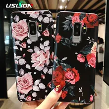 USLION цветочный чехол для телефона для samsung Galaxy S9 S8 S10 Plus матовый розовый цветочный чехол для samsung A8 A6 Note 8 9 Мягкий ТПУ чехол