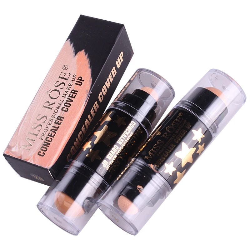 

5Pcs Face Makeup Base y3 Double Head Natural Brighten Sponge Concealer Stick Miss Rose Whitening Foundation Cream