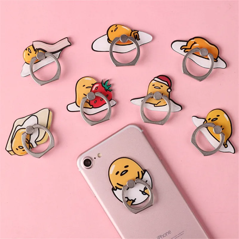 Metal Finger Mobile Holder Stand For Iphone X 6 6s Samsung Note 7 Cute Cartoon Lazy Eggs Pattern Ring Tablet Support Phone ring