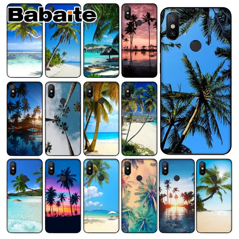 

Babaite Summer Beach Scene on sea Palm Tree Black Soft Shell Phone Cover for Xiaomi Mi 8 8 SE 6 Note 3 MIX 2 2S Note 3 Cover