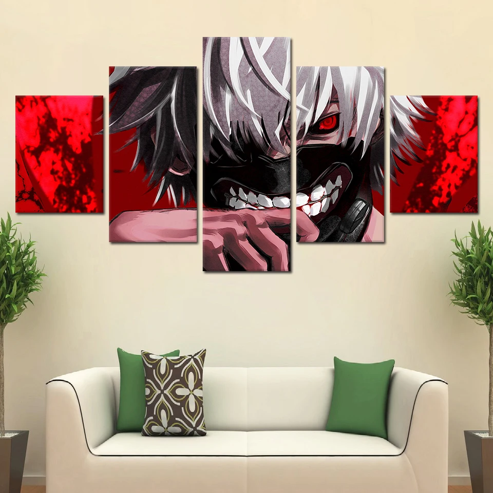 

5 Pieces Canvas Painting Poster Tokyo Ghoul Home Decor For Living Room Modern Canvas Printed Pictures Wall Art Animation Artwork