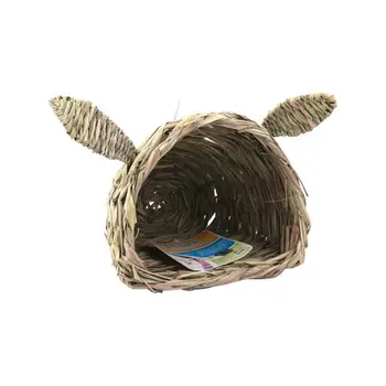 

Rabbit shaped Straw house Pet Nest Straw House Rabbit Chinchillas Hamster Handmade Straw Grass Nest Pet Mat