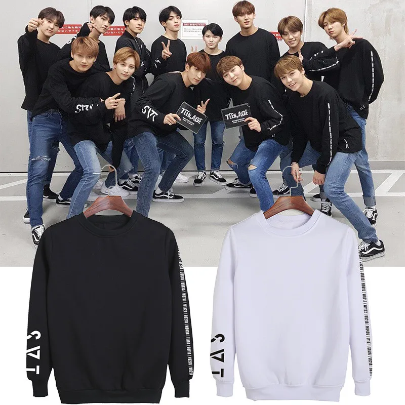 KPOP Корейская мода SEVENTEEN 2018 Япония Арена SVT концерт Круглый вырез хлопок толстовки