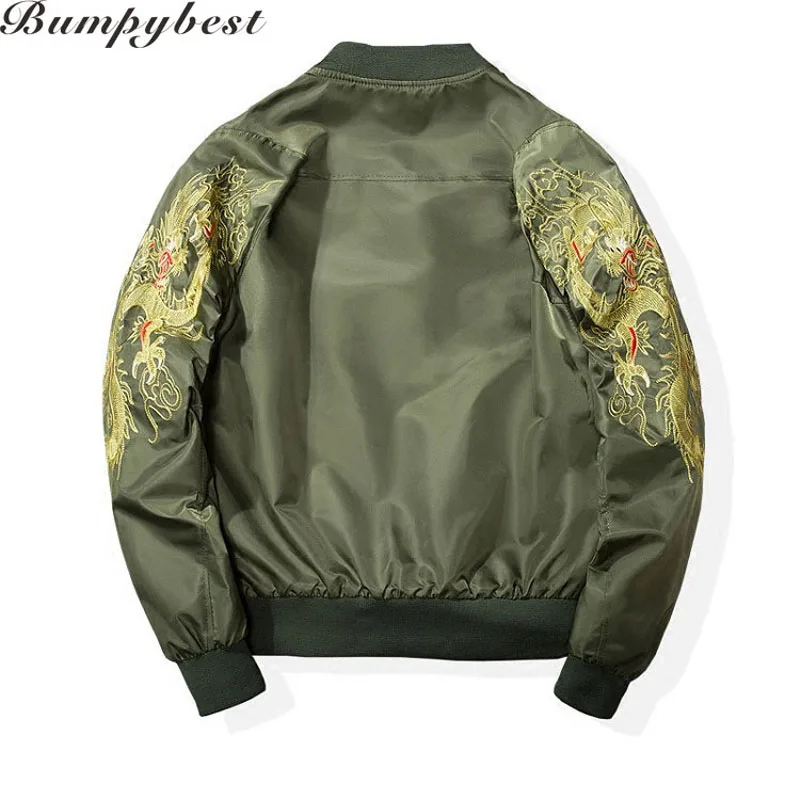 Dragon Embroidery MA1 Bomber Jacket Coat 2017 Chinese Pilot Bomber