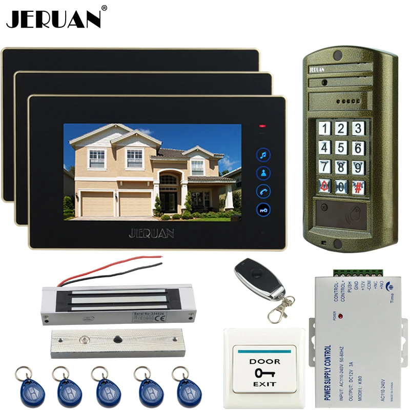 

HOME NEW 7`` TOUCH KEY Video Intercom Door Phone System kit Metal waterproof password HD Mini Camera +180kg Magentic lock 1V3