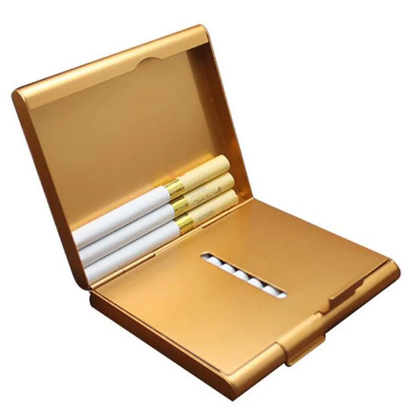 

Portable Metal Gold Aluminium Cigarette Case Box for Holding 20pcs Lighters & Smoking Accessories Gift for Men Father Husband