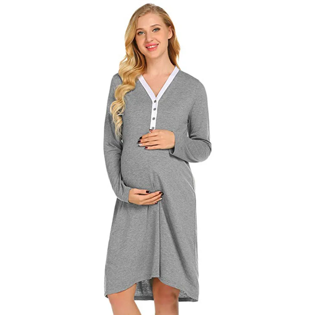 Халат для беременных, кормящих,, ночные рубашки, больничное платье для грудного вскармливания, ночная одежда для беременных, пижамы для кормящих, Пижама, grossess