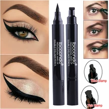 Новые пикантные двойной головкой подводка для глаз со штампом карандаш со штампом чернокрылого Форма подводка для глаз Водонепроницаемый кошачий глаз косметический набор кистей для макияжа